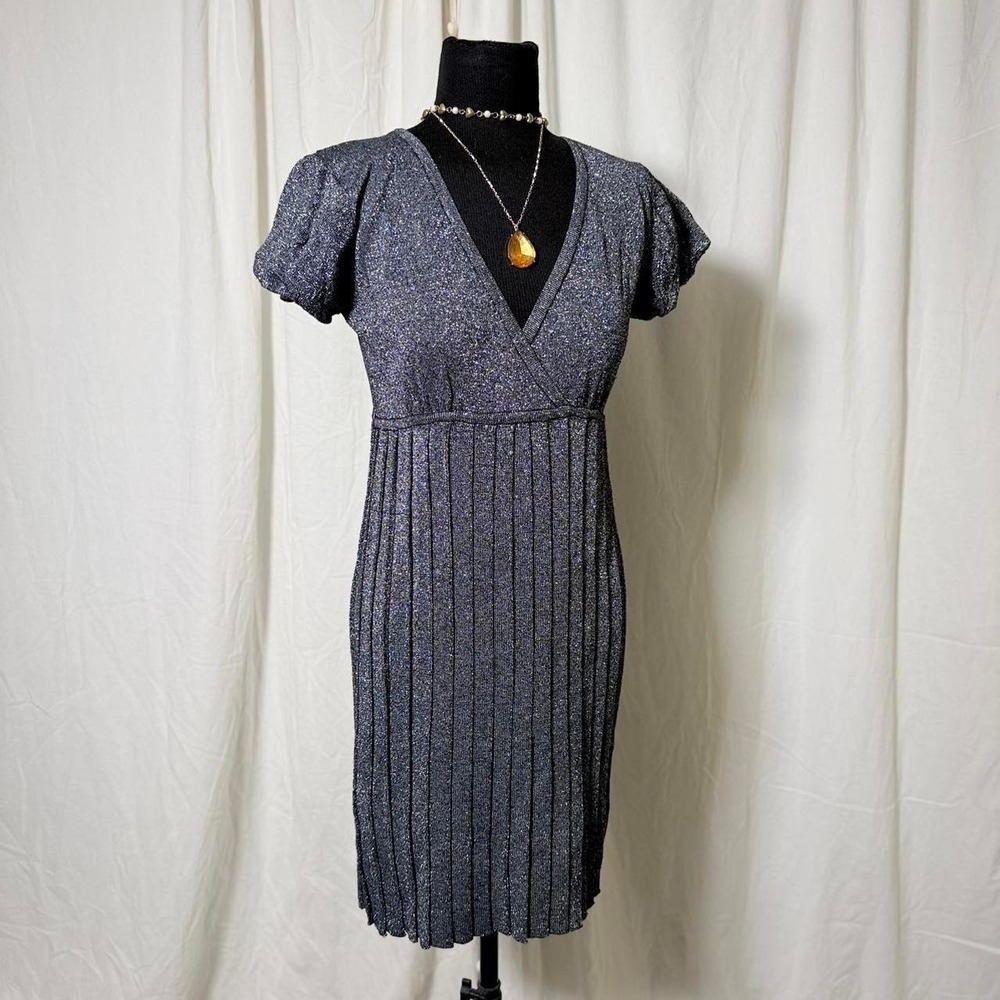 XOXO Collection M Metallic Pleated Mini  Dress